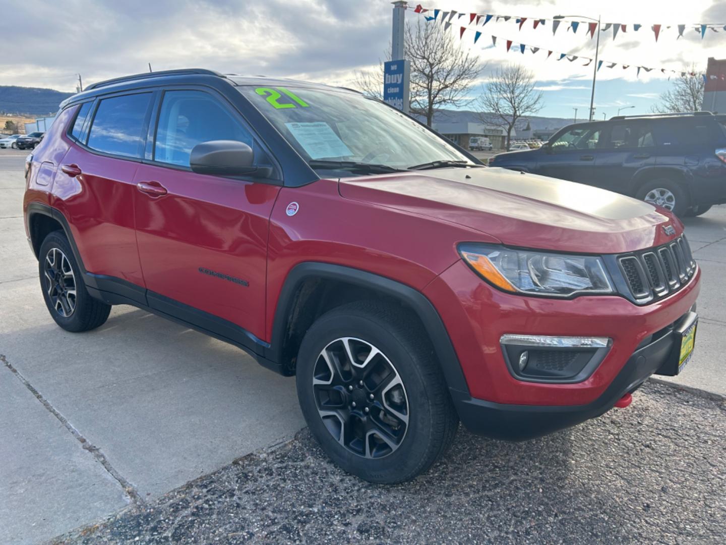 2021 RED /BLACK Jeep Compass Trailhawk (3C4NJDDB5MT) with an 2.4L engine, Automatic transmission, located at 3030 CY Ave, Casper, WY, 82604, (307) 265-3830, 42.827816, -106.357483 - Photo#2